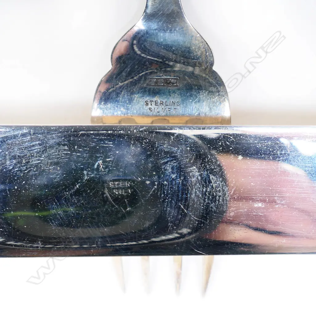 Joseph Swindell & Sons (Christchurch) cased greenstone and silver fish set, Image 1++